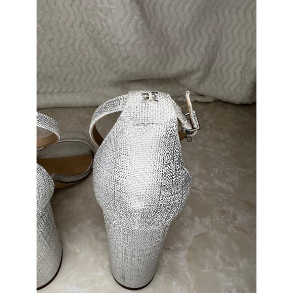 Sam Edelman Silver Metallic Yaro Ankle Strap Block Heeled Sandal Womens - Picture 6 of 16